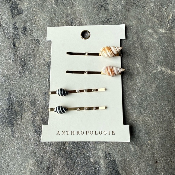New🌟Anthropologie -Shell Bobby Pins, Set of 4 - Picture 2 of 5